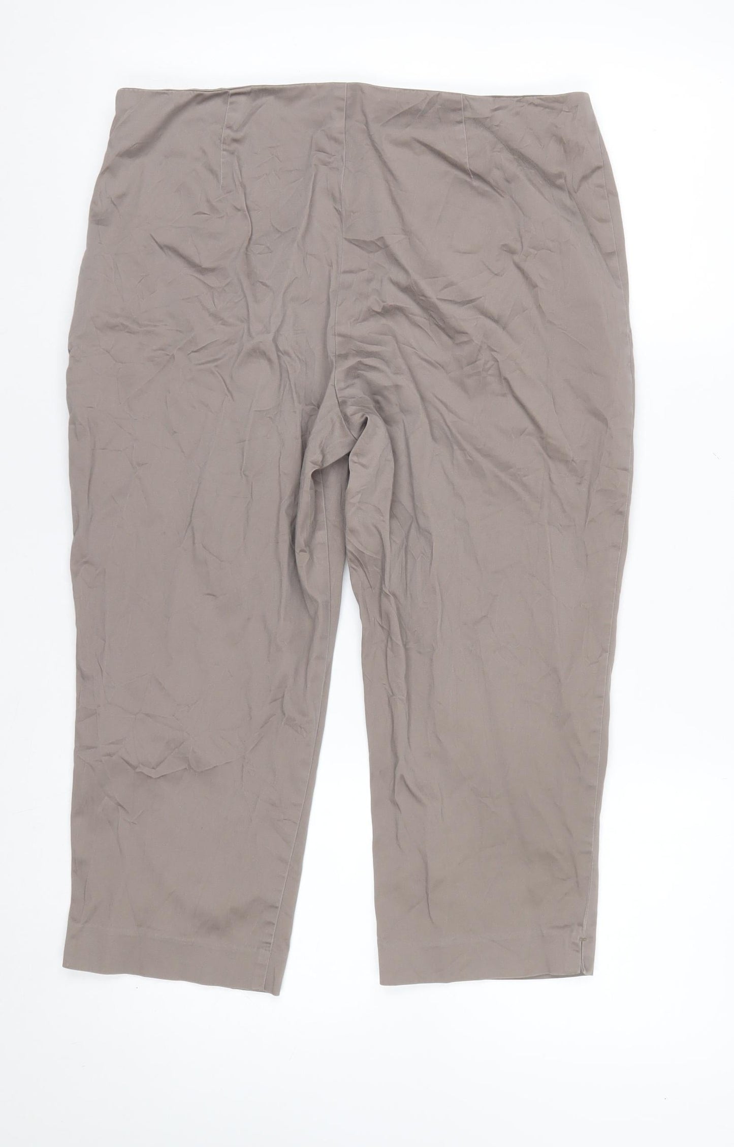Marks and Spencer Women’s Beige Cotton Blend Trousers UK 14 Short