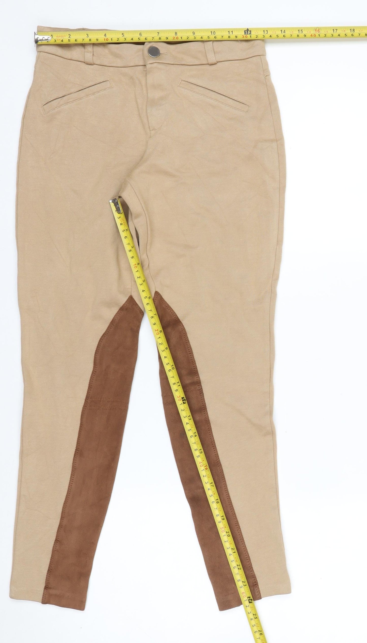 Zara Basic Women's Beige Skinny Twill Stretch Leggings Size S