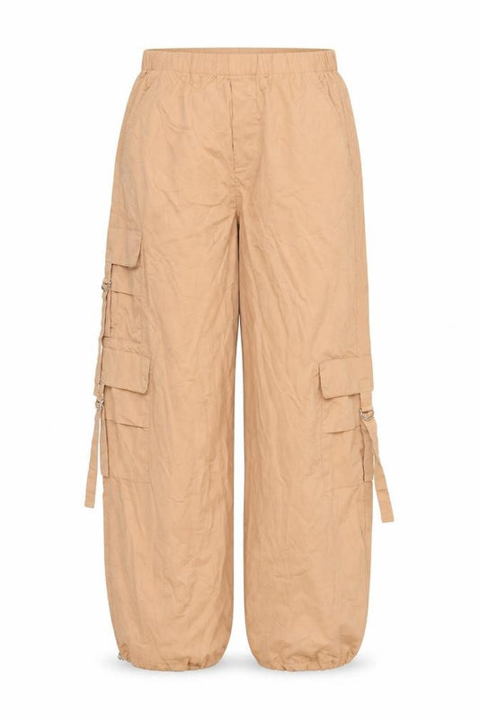Zara Women Beige XS Cargo Trousers Elastic Waist Lightweight