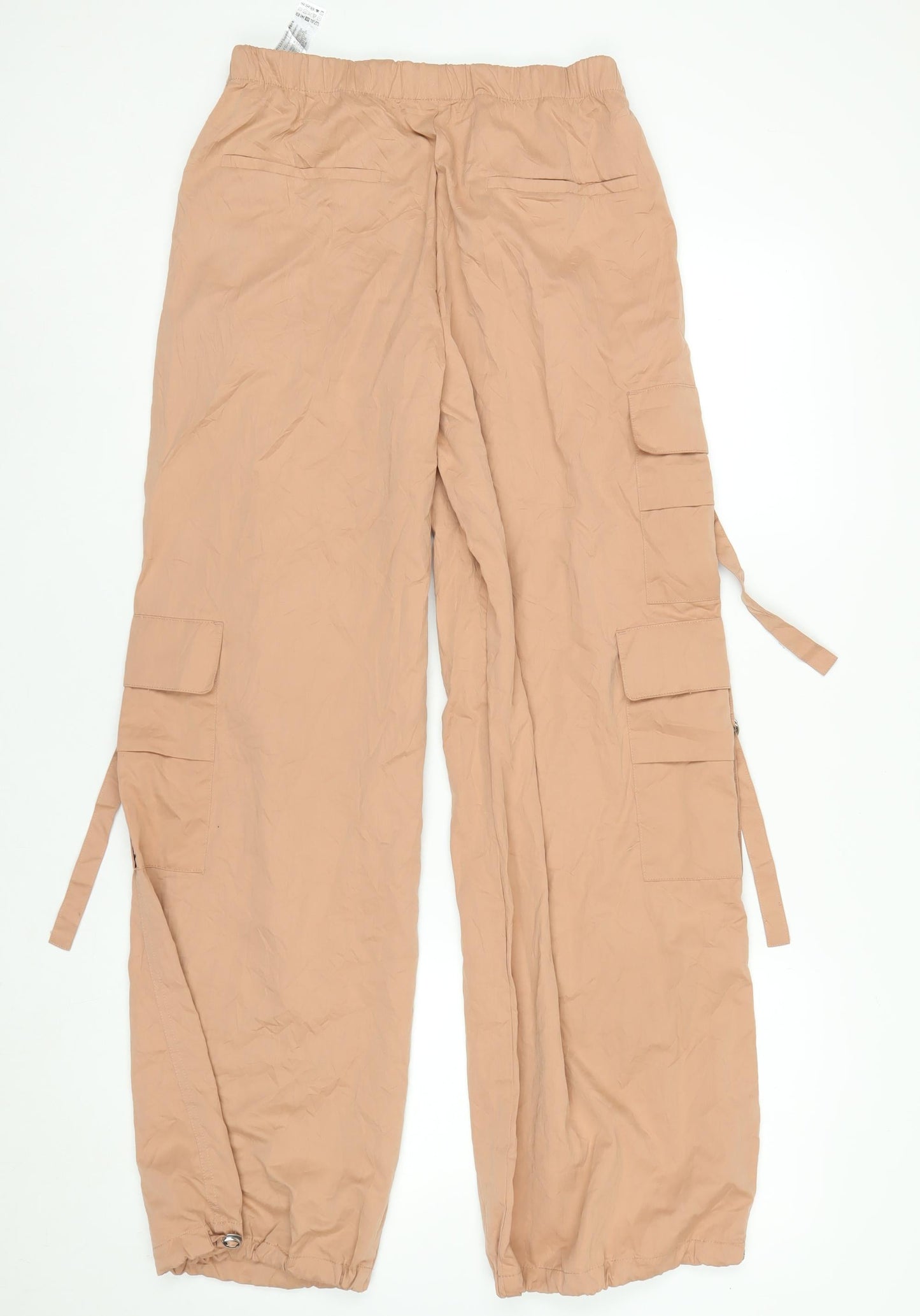 Zara Women Beige XS Cargo Trousers Elastic Waist Lightweight