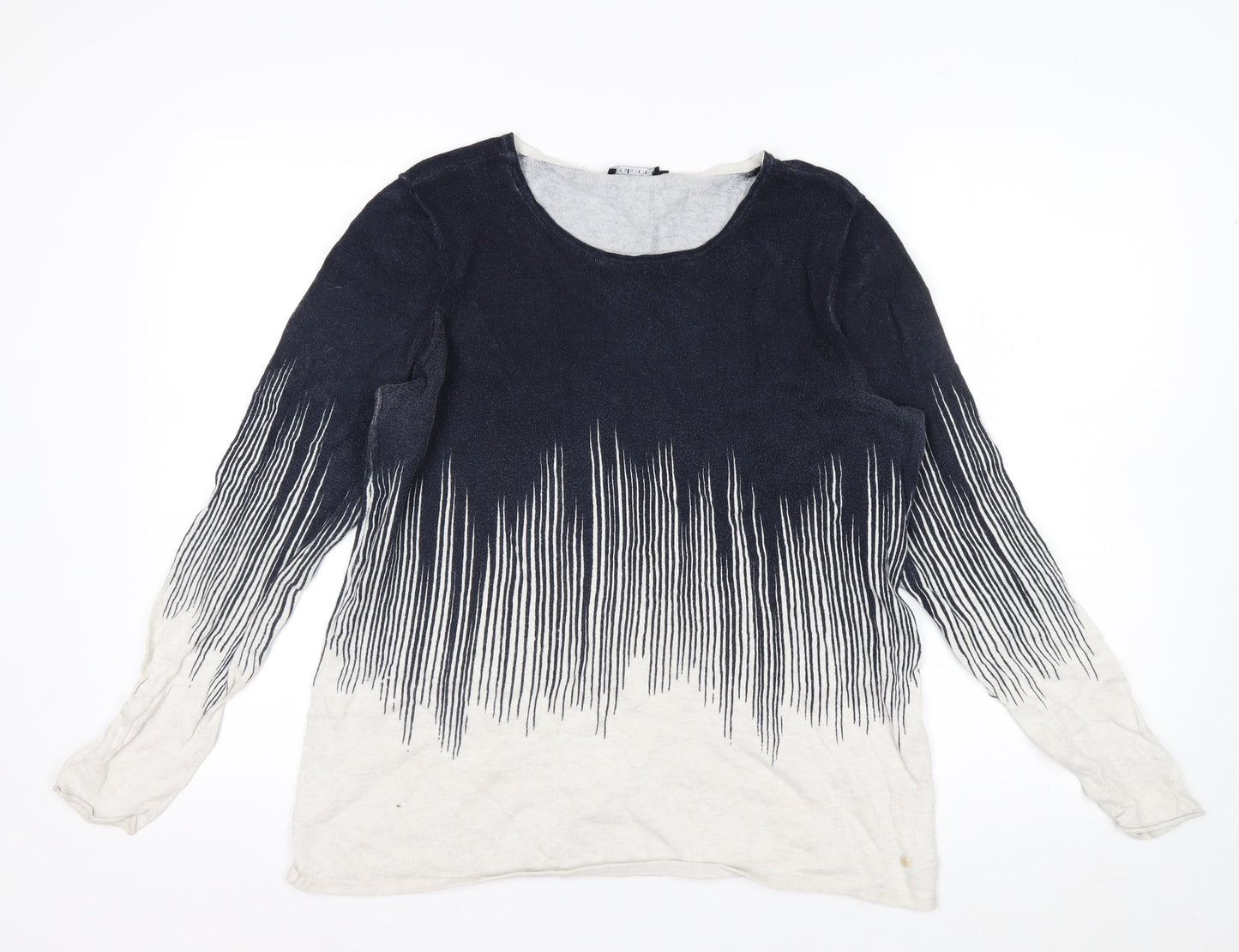 Olsen Women's Blue Ombre Stripe Long Sleeve Knit Jumper Size 14