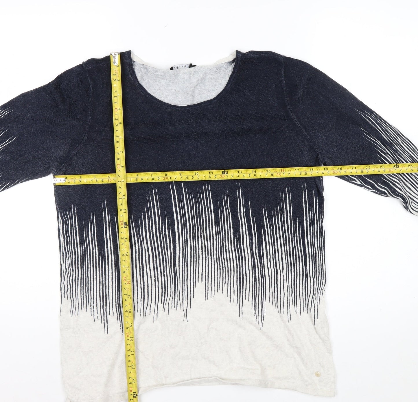 Olsen Women's Blue Ombre Stripe Long Sleeve Knit Jumper Size 14