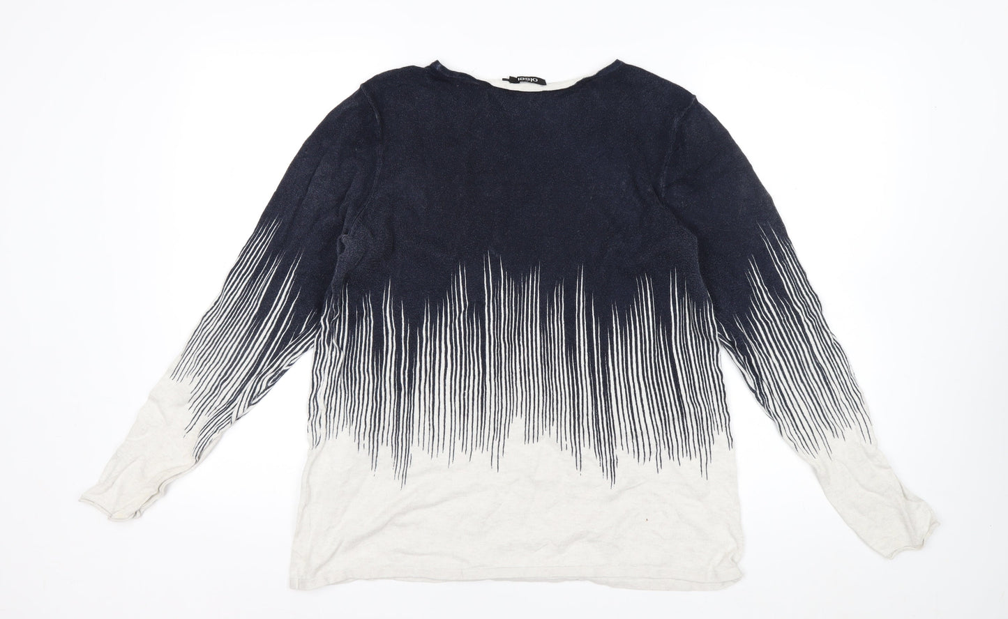 Olsen Women's Blue Ombre Stripe Long Sleeve Knit Jumper Size 14