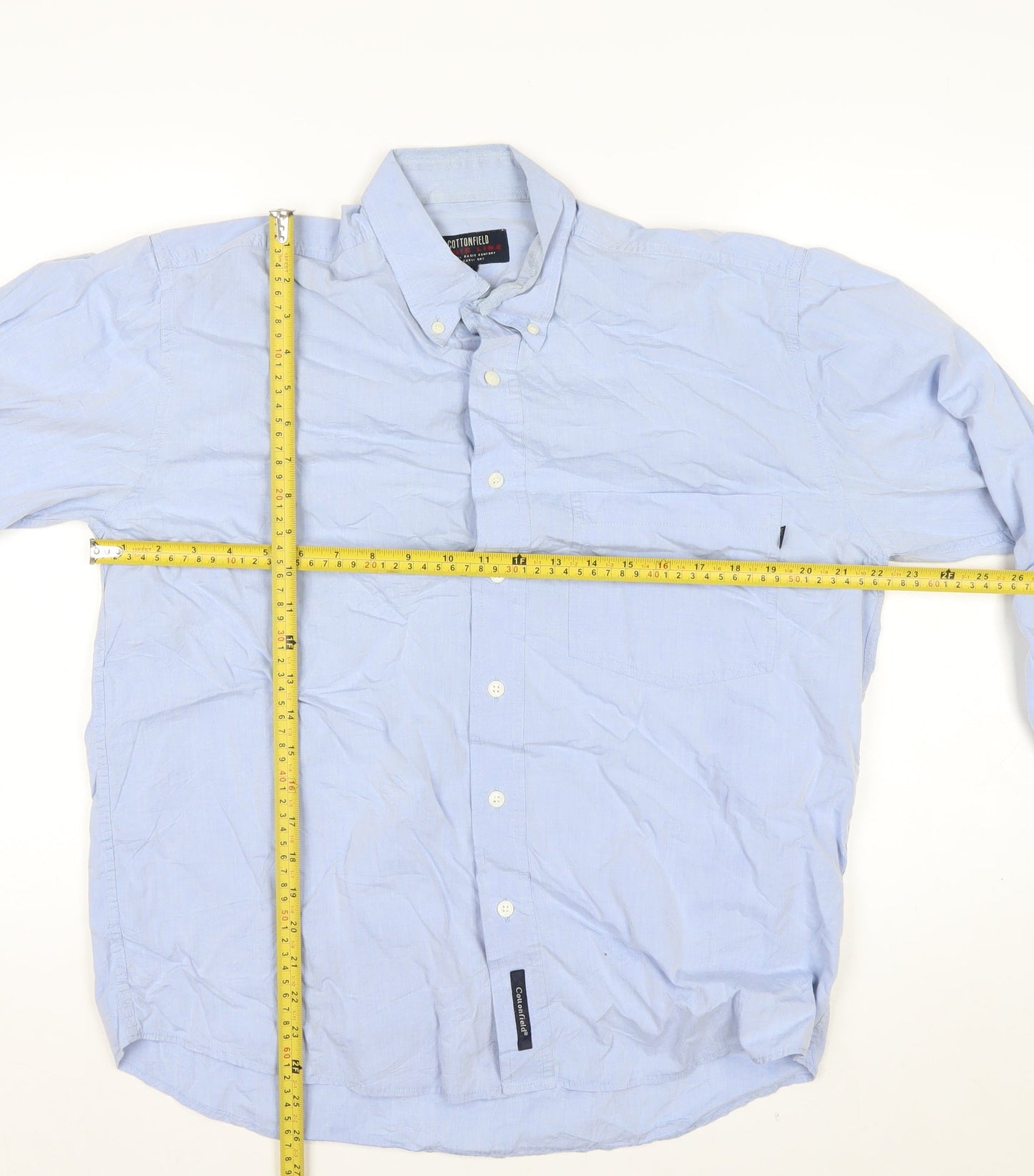 Cottonfield Men's Blue Button-Down Long Sleeve Casual Shirt M