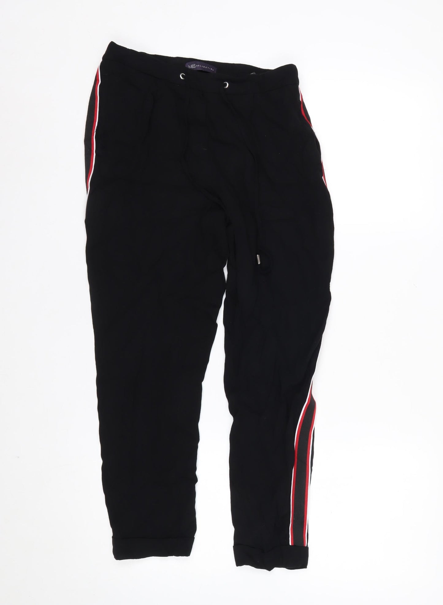 Marks and Spencer Women's Black Jogger Trousers Size 8 Regular Polyester