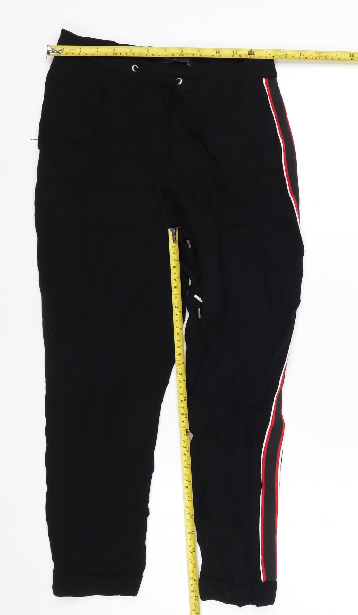 Marks and Spencer Women's Black Jogger Trousers Size 8 Regular Polyester