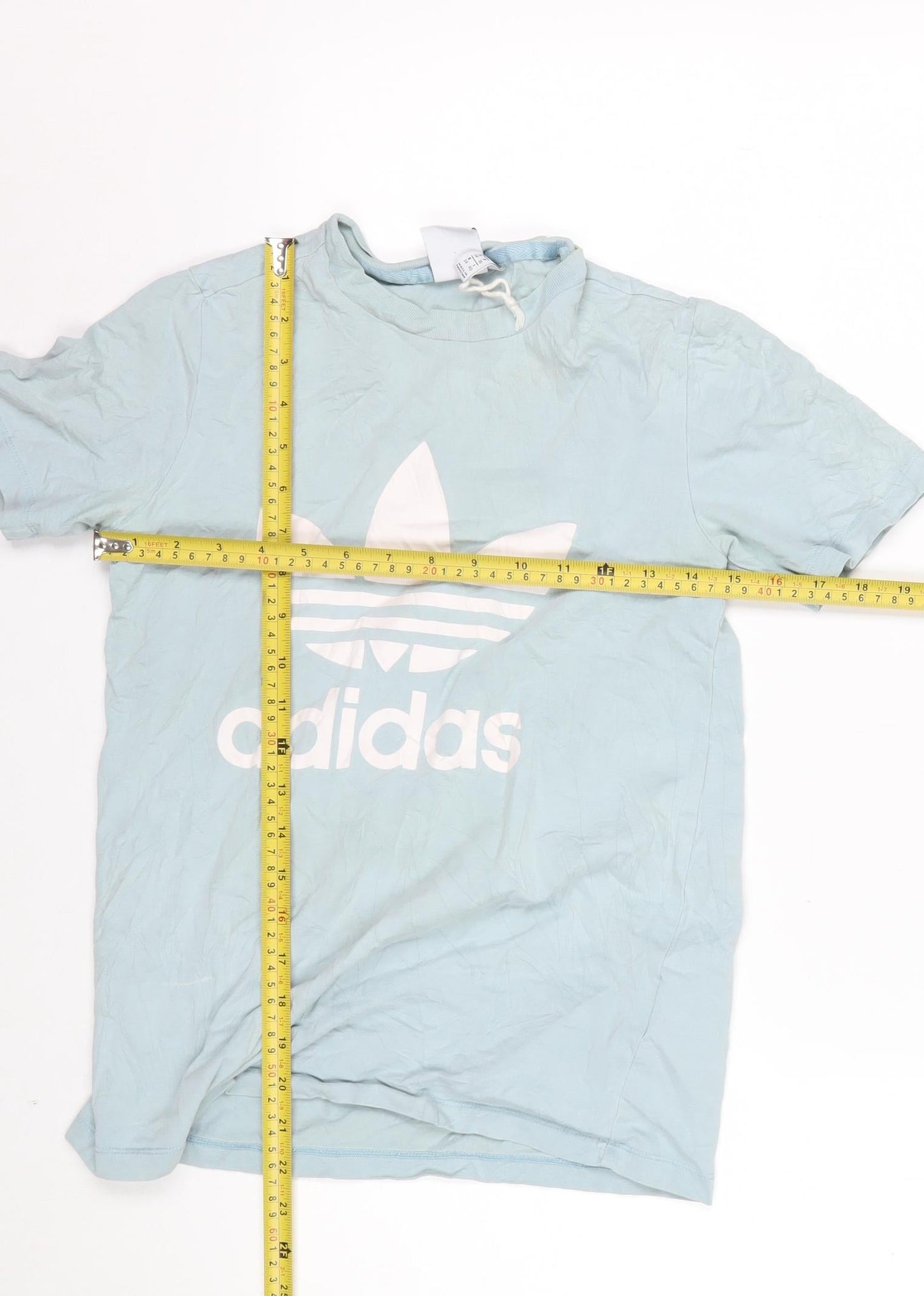 Adidas Women's Blue Basic Logo T-Shirt UK 8 Short Sleeve Cotton