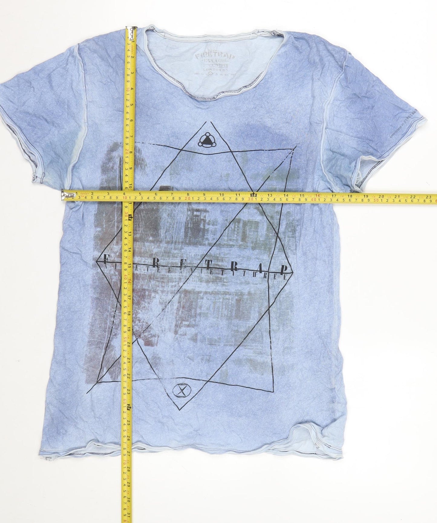 Firetrap Men's Blue Graphic Print Slim Fit Cotton T-Shirt M