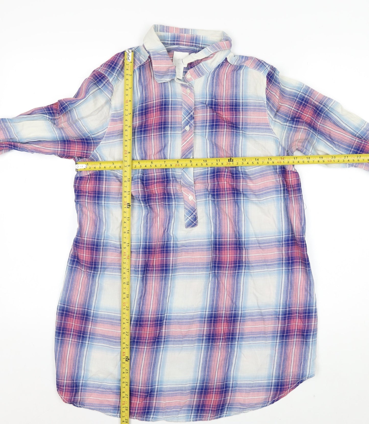H&M Women’s Multicoloured Check Cotton Maternity Button-Up Shirt Small