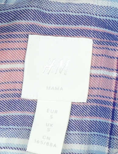 H&M Women’s Multicoloured Check Cotton Maternity Button-Up Shirt Small