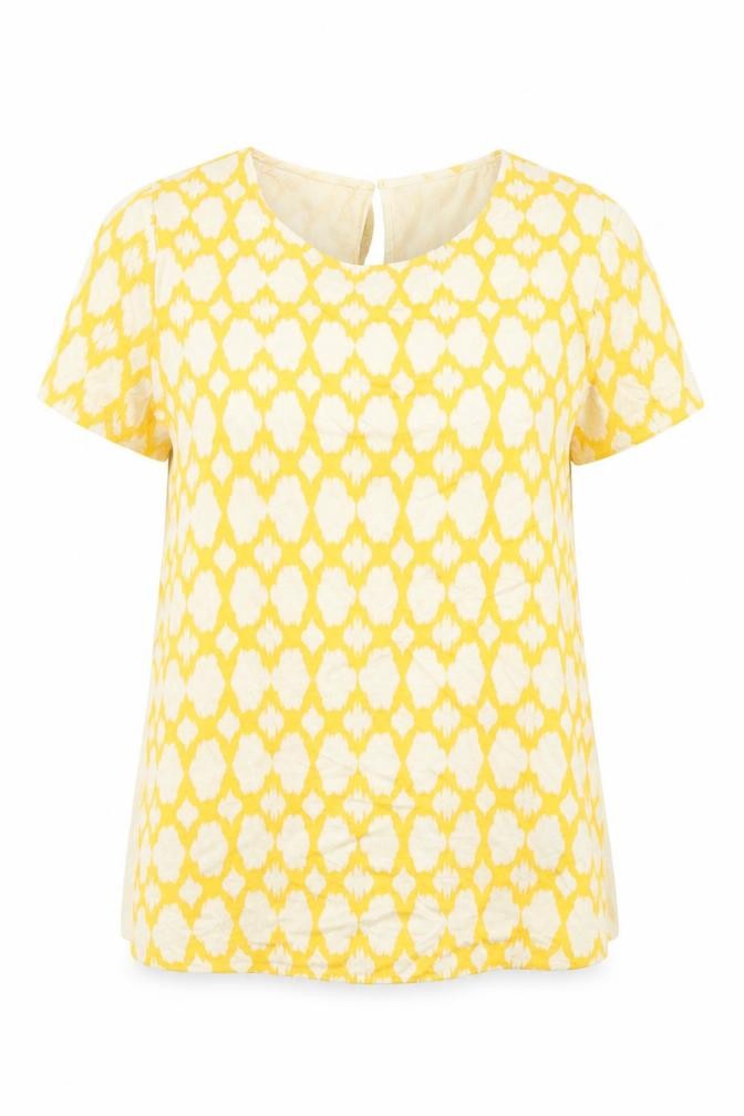 Marks & Spencer Womens Yellow Geometric Jersey T-Shirt Size 10