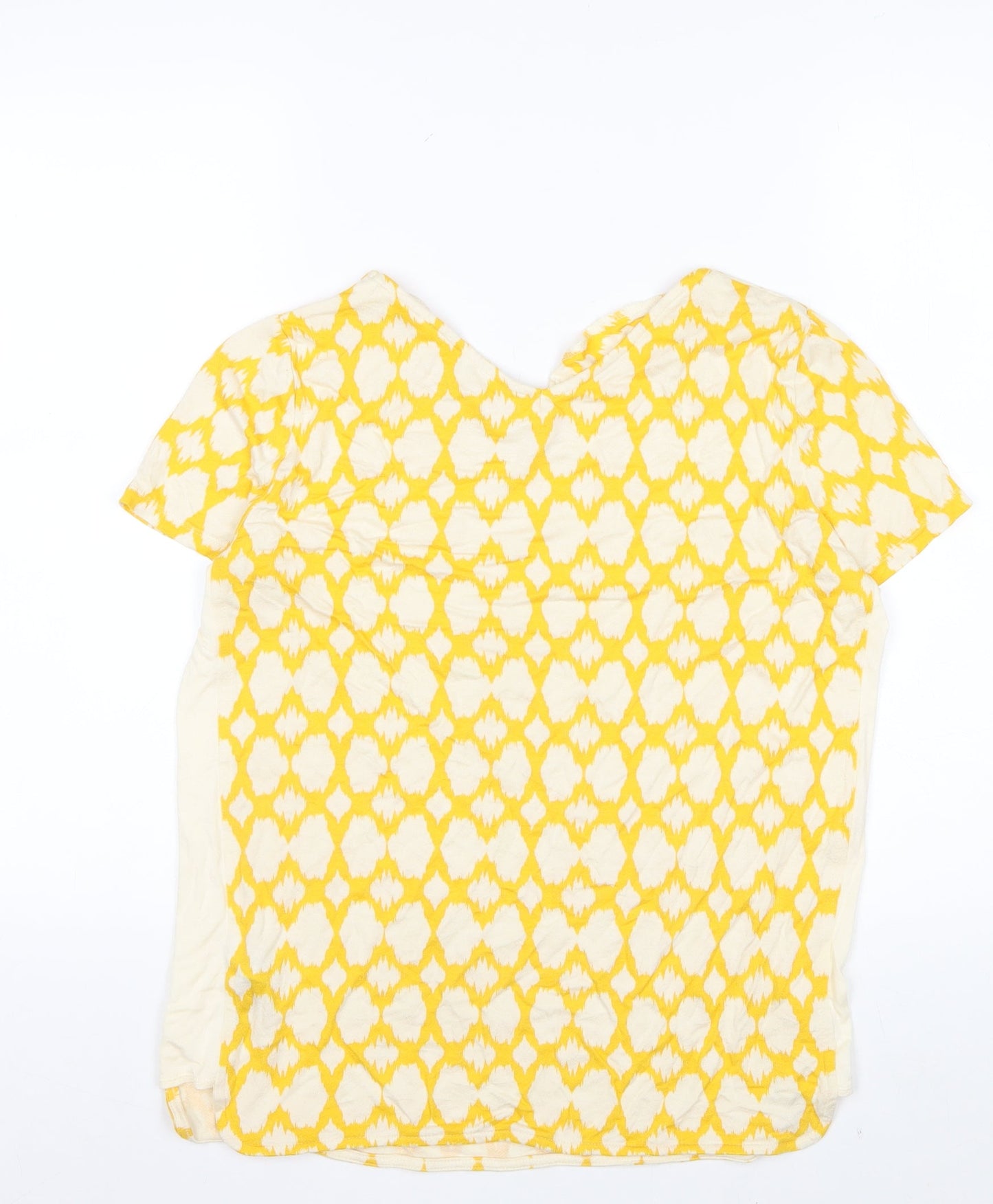 Marks and Spencer Womens Yellow Geometric Jersey T-Shirt Size 10
