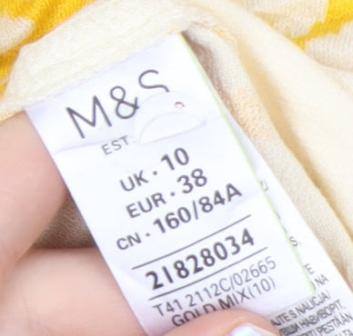 Marks and Spencer Womens Yellow Geometric Jersey T-Shirt Size 10
