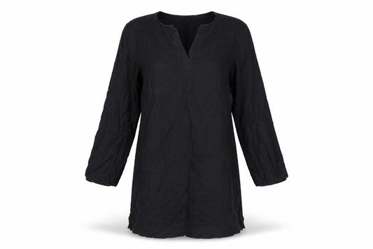 Hennes Women Black Linen Knee Length Shift Dress M