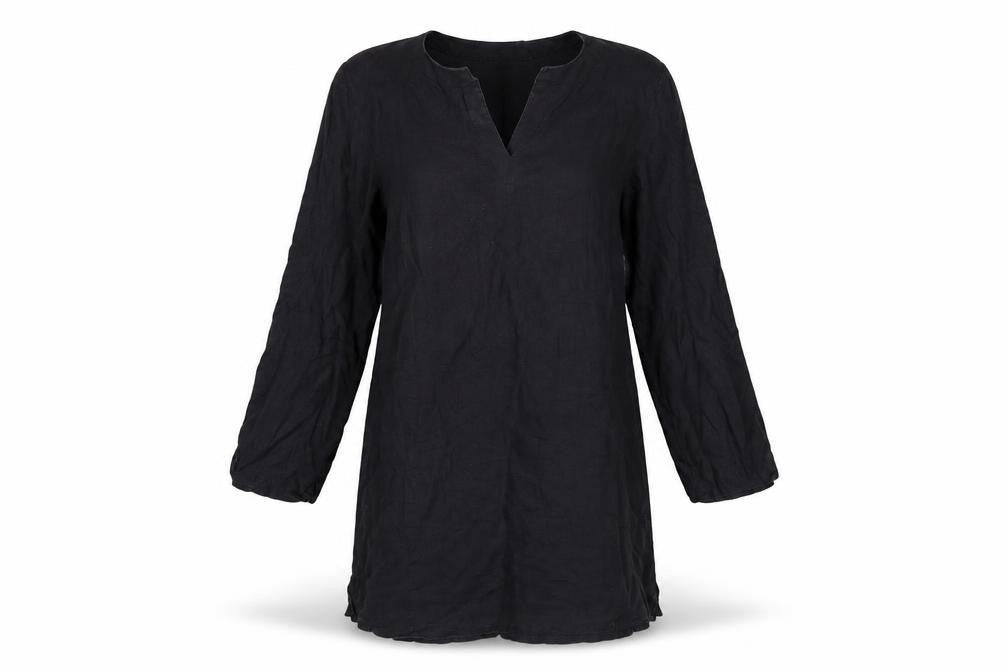 Hennes Women Black Linen Knee Length Shift Dress M