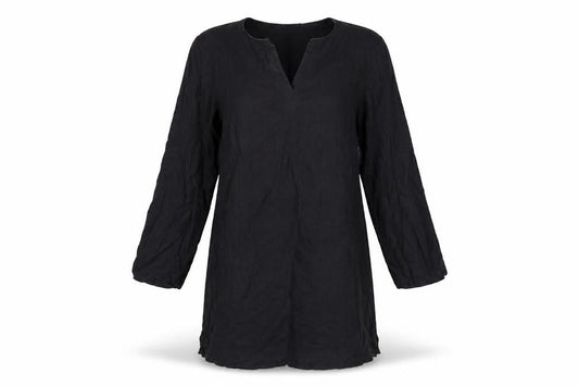 Hennes Women Black Linen Knee Length Shift Dress M