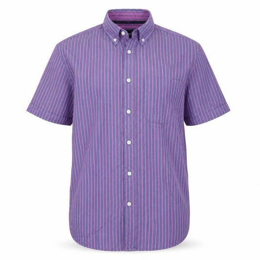 Blue Harbour Men's Blue Striped Short Sleeve Cotton Button-Up Shirt M