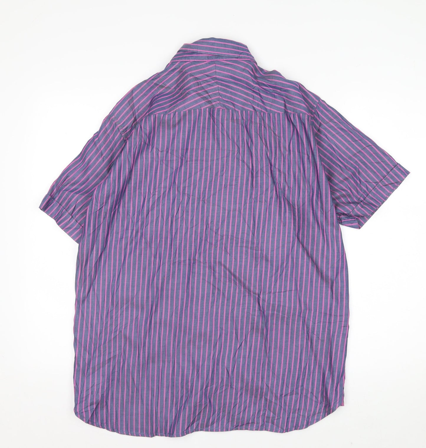 Blue Harbour Men's Blue Striped Short Sleeve Cotton Button-Up Shirt M