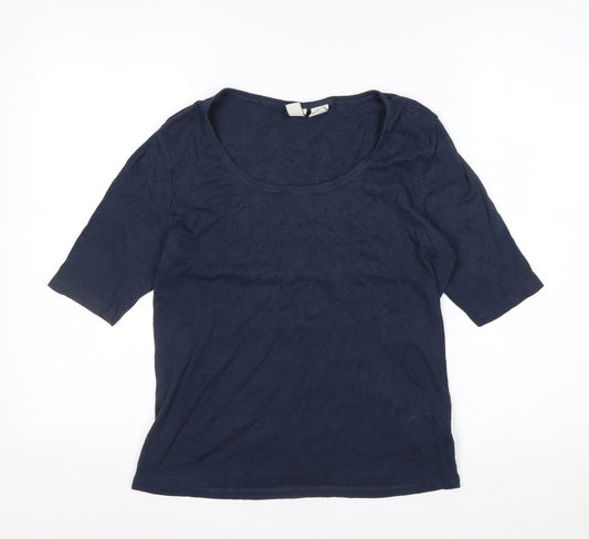 Joie Womens Blue Basic Scoop Neck Short Sleeve Jersey T-Shirt Size L