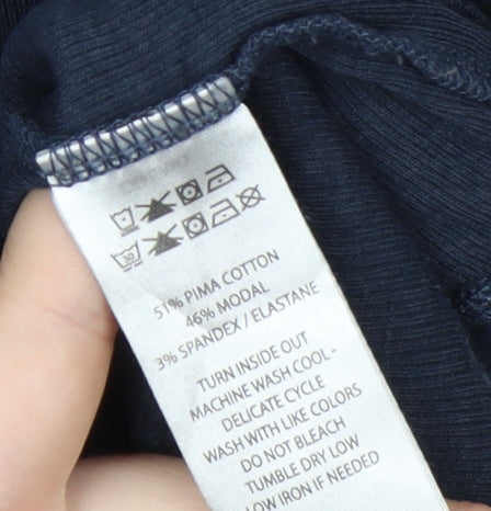 Joie Womens Blue Basic Scoop Neck Short Sleeve Jersey T-Shirt Size L