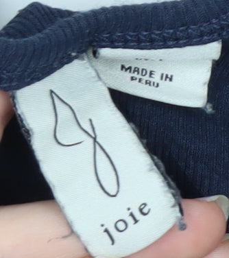 Joie Womens Blue Basic Scoop Neck Short Sleeve Jersey T-Shirt Size L