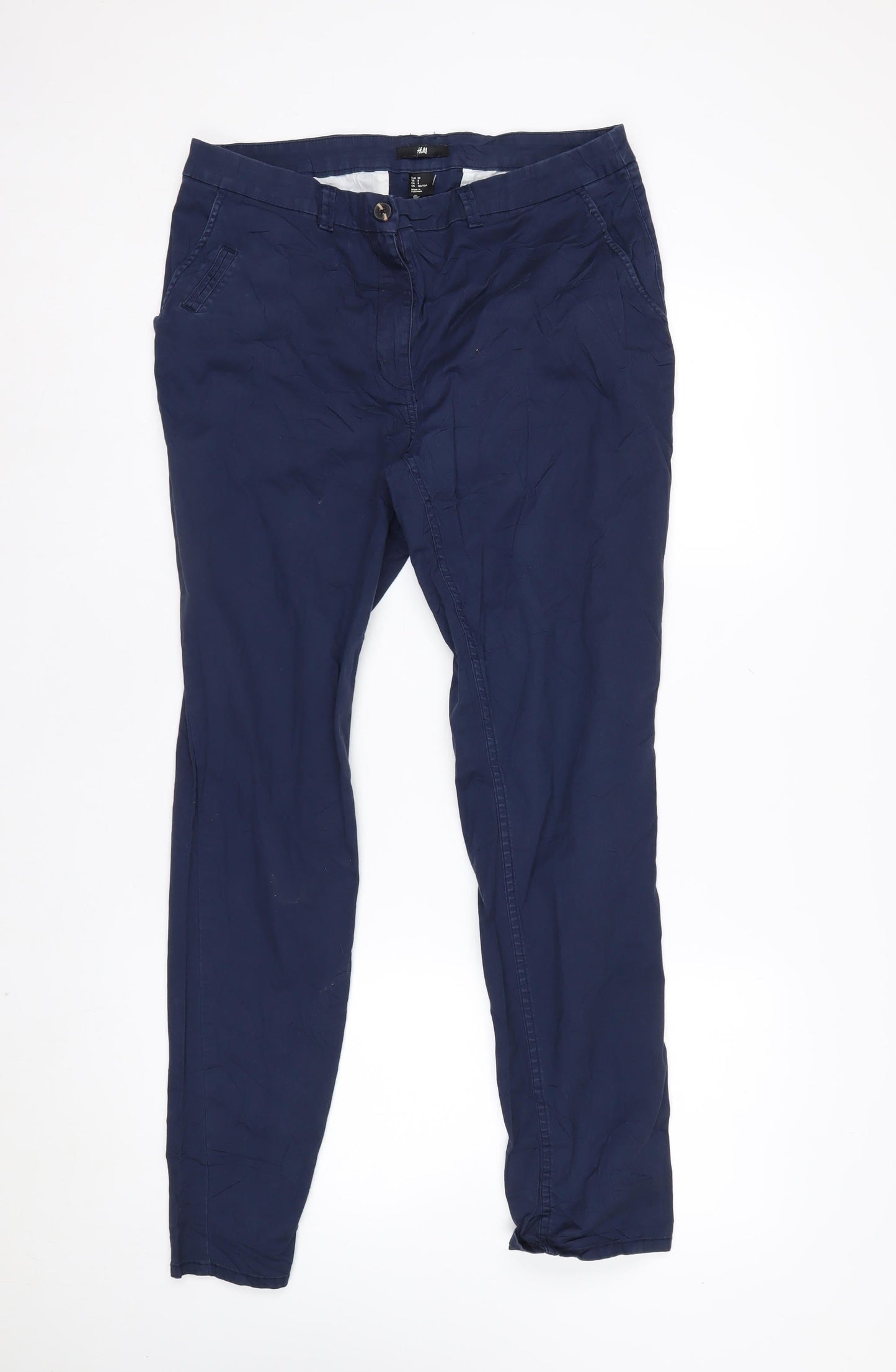 H&M Men's Blue Slim Fit Chino Trousers Size M 32x32