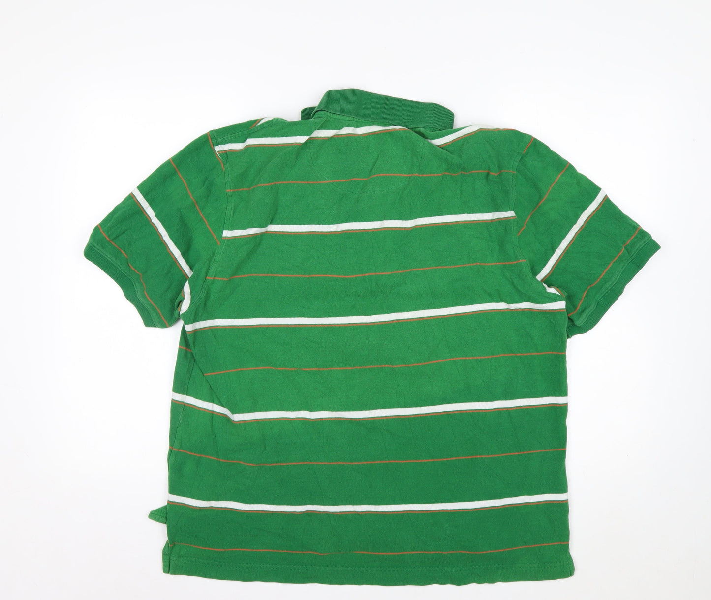 Lee Cooper Men's Green Striped Short Sleeve Collared Polo Shirt XL