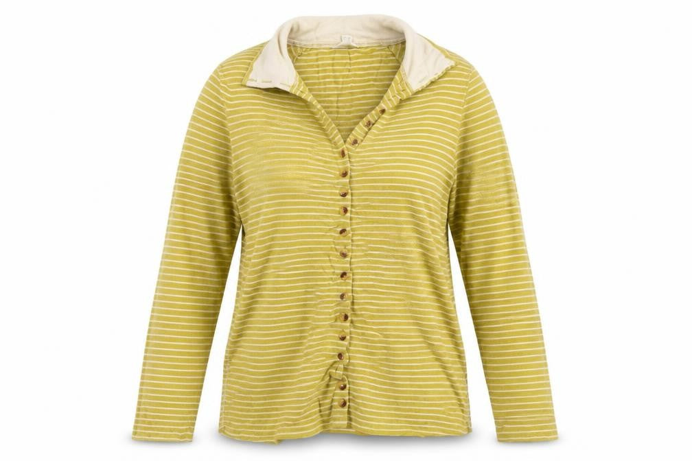 White Stuff Women's Yellow Striped Cotton Long Sleeve Button-Up Shirt UK 14