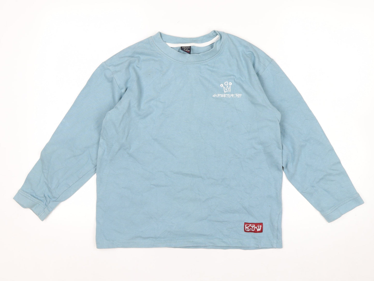 Next Boys Blue Long Sleeve Cotton Crew Neck T-Shirt 10 Years