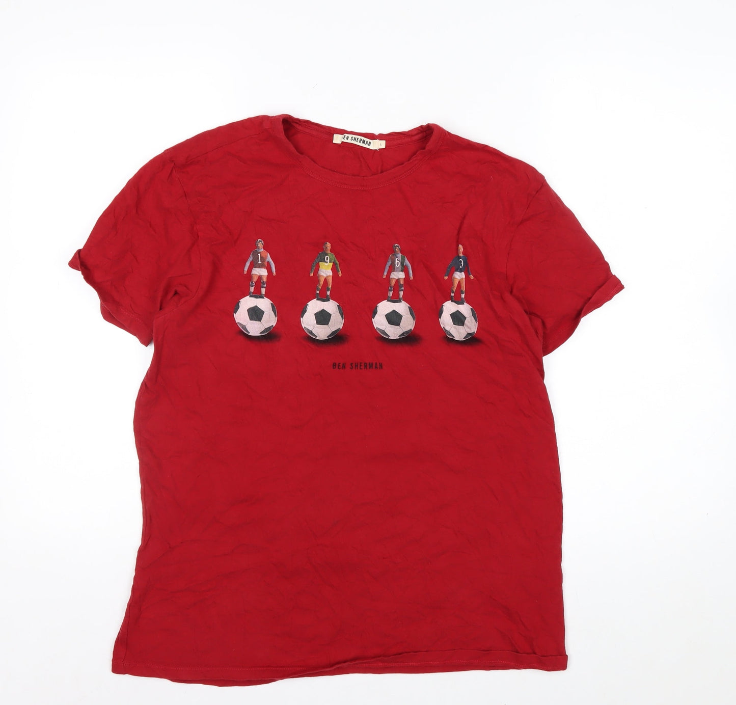 Ben Sherman Men's Red Football Graphic T-Shirt Size S Cotton
