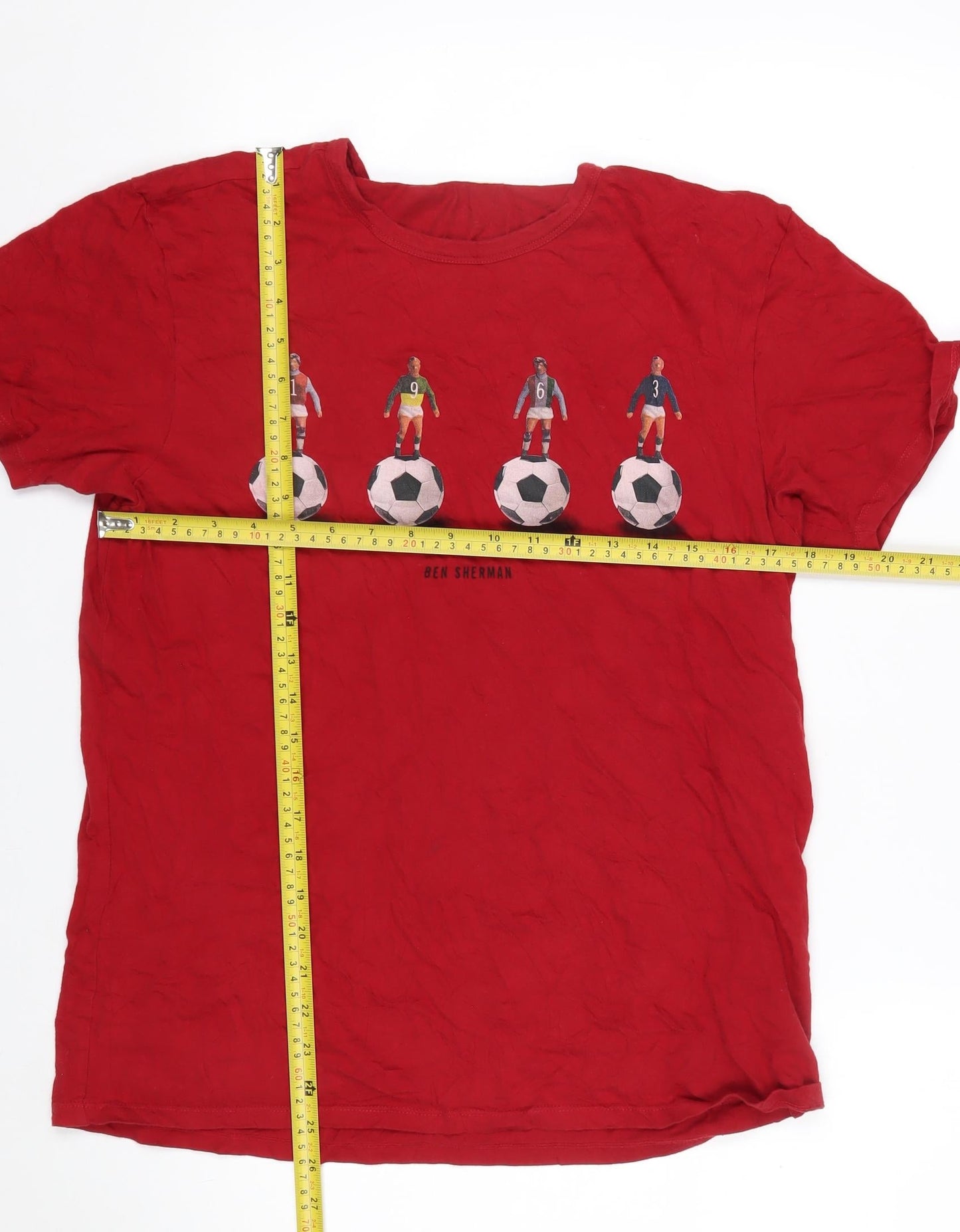 Ben Sherman Men's Red Football Graphic T-Shirt Size S Cotton