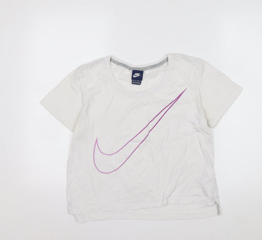 Nike Women’s White XS Sports T-Shirt with Purple Logo