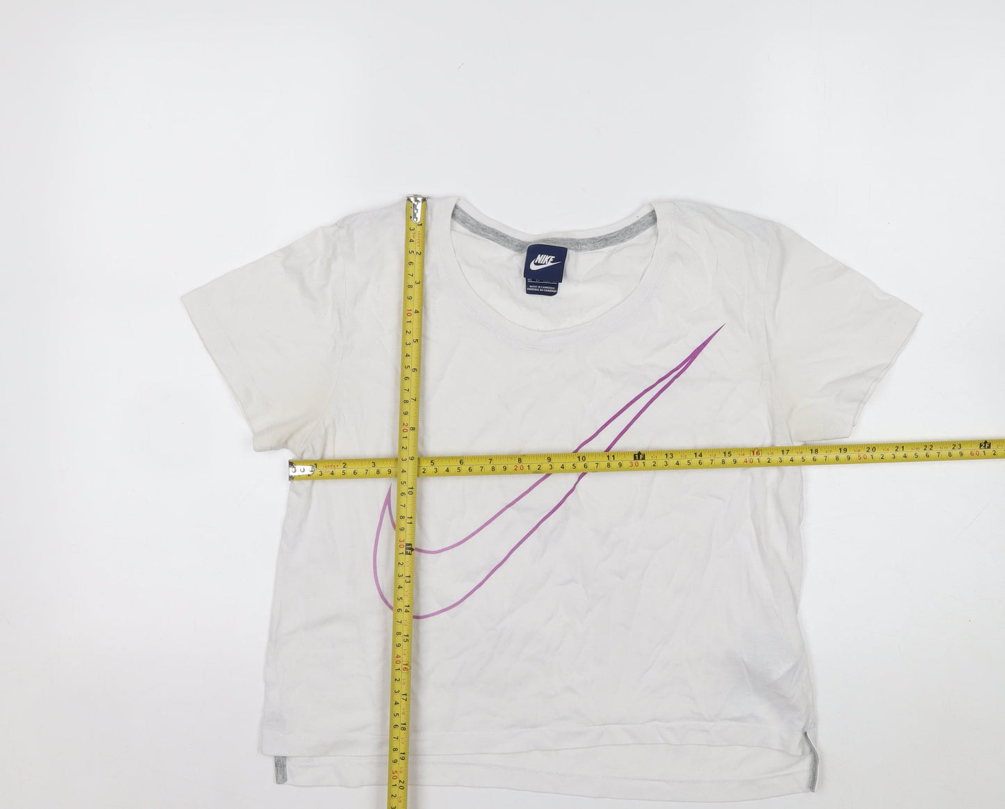 Nike Women’s White XS Sports T-Shirt with Purple Logo