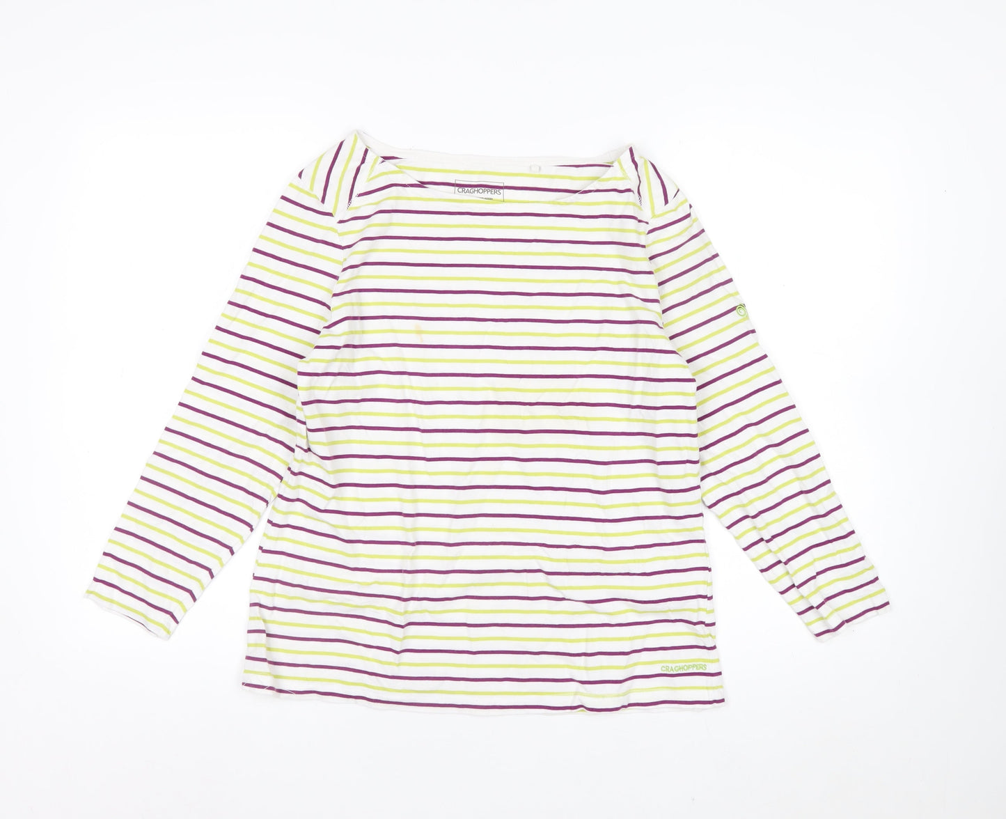Craghoppers Women’s Multicoloured Striped Cotton Long Sleeve T-Shirt UK 14