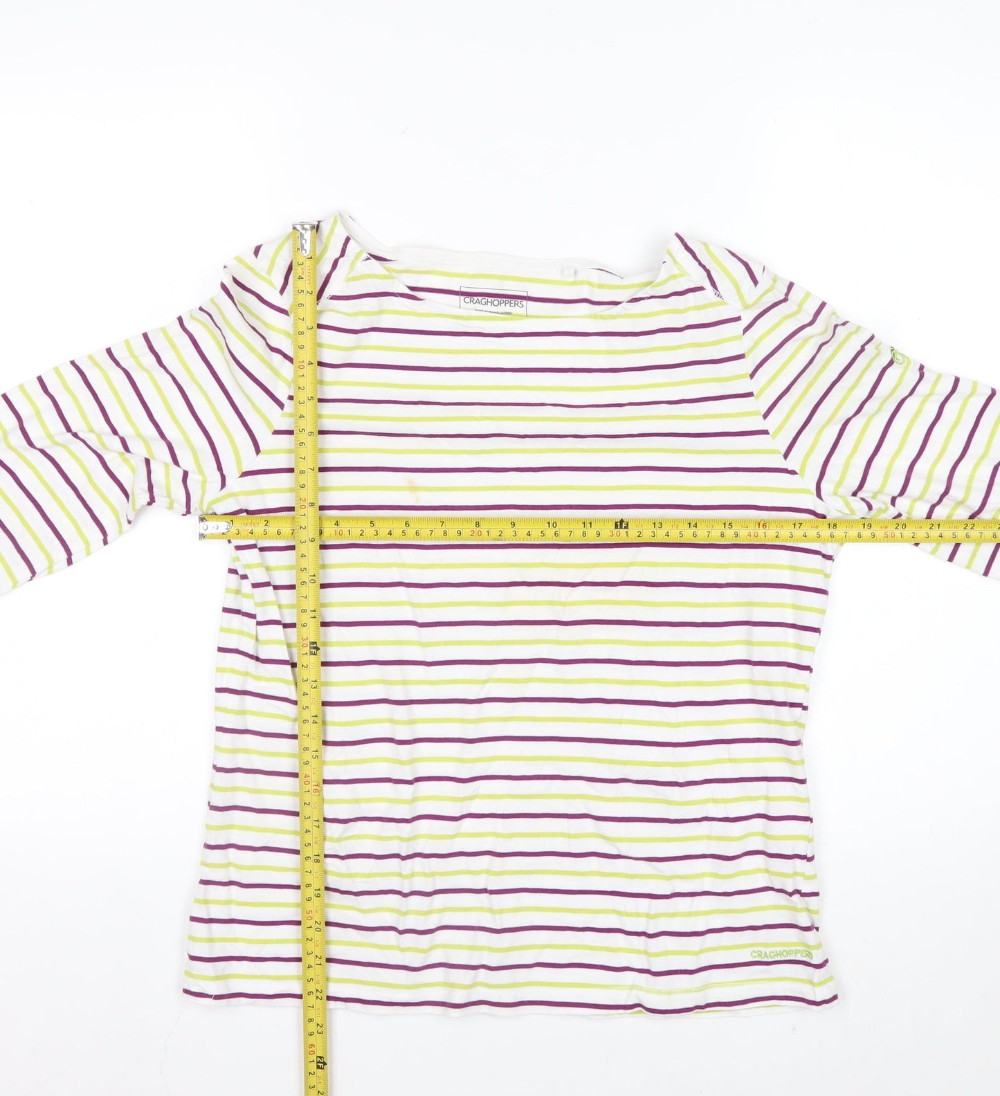 Craghoppers Women’s Multicoloured Striped Cotton Long Sleeve T-Shirt UK 14