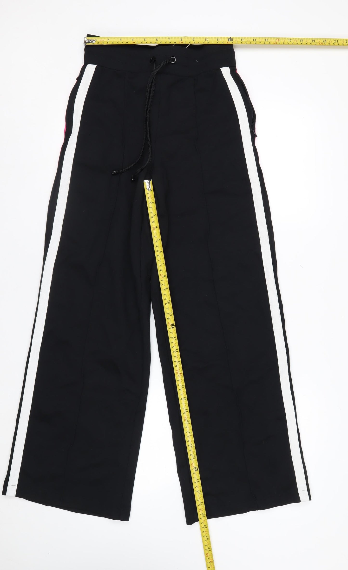 Marks and Spencer Women's Black Track Pants Size 6 Tall Wide-Leg Activewear Trousers