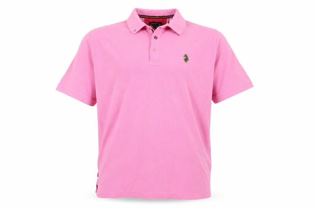 Luke Men's Pink 3XL Button-Down Collared Cotton Polo Shirt
