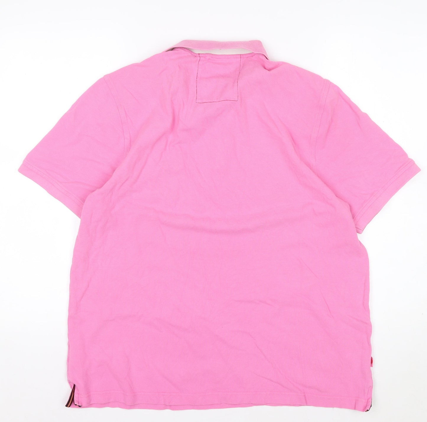 Luke Men's Pink 3XL Button-Down Collared Cotton Polo Shirt
