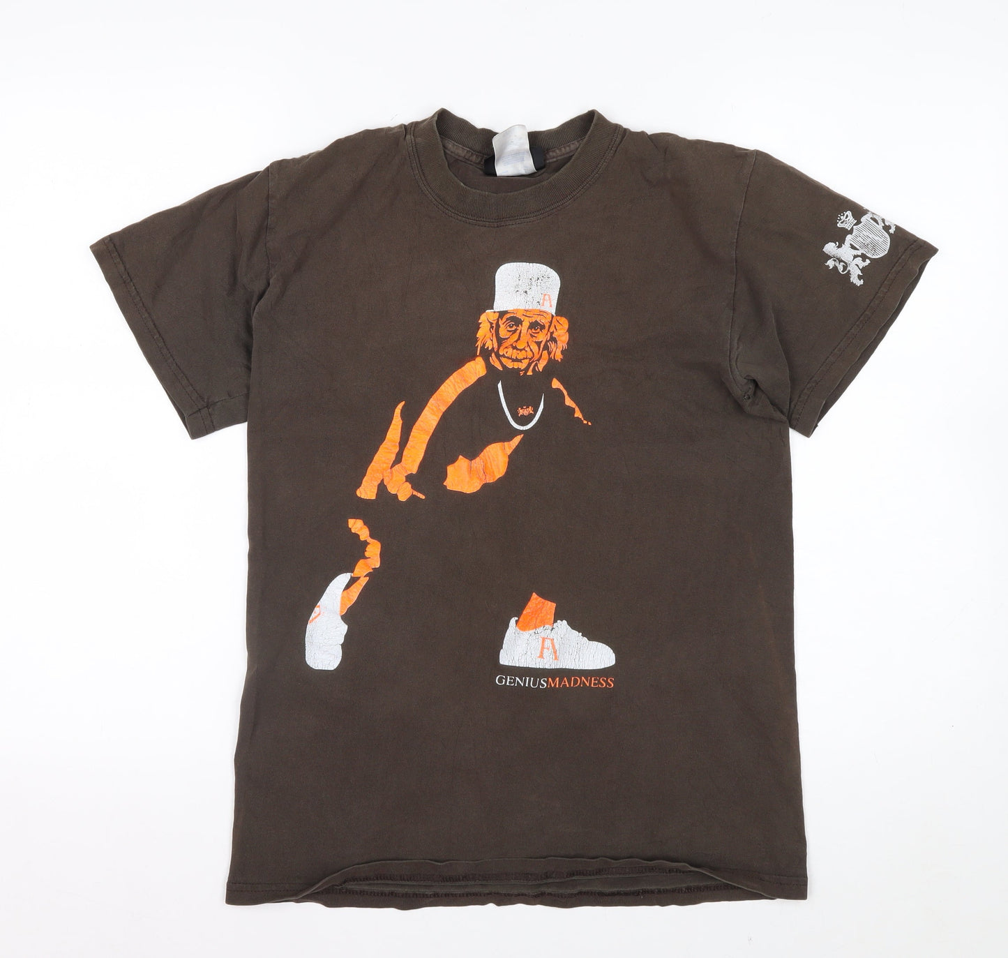 F Asylum Men's Brown Graphic Print Short Sleeve Cotton T-Shirt Size S