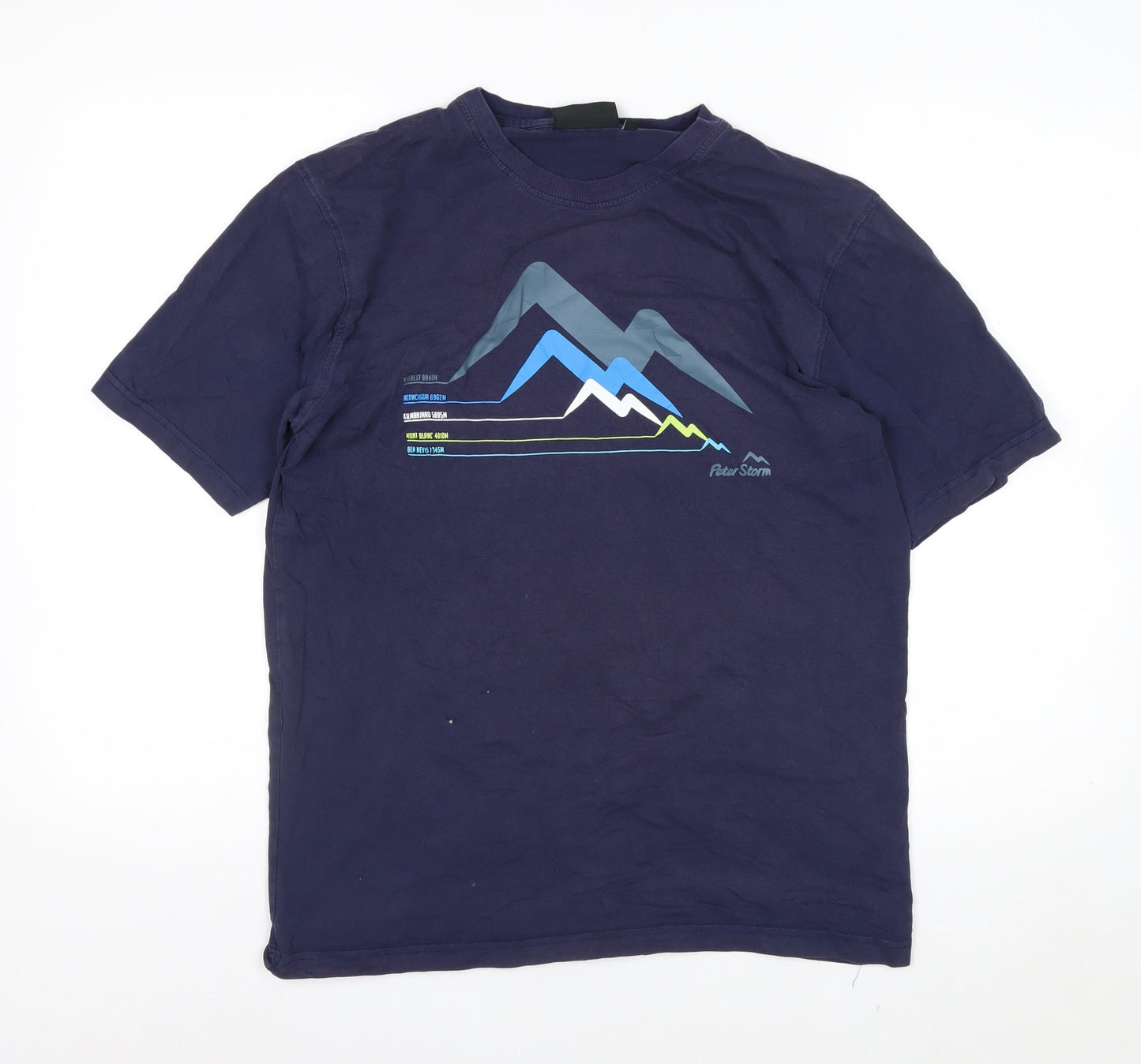 Peter Storm Men's Blue Graphic Mountain Cotton T-Shirt Size M