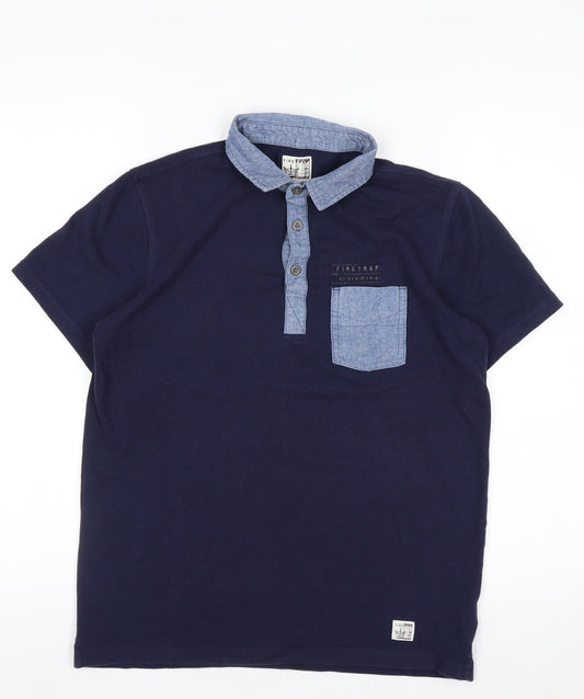 Firetrap Men's Blue Collared Short Sleeve Polo Shirt Size M