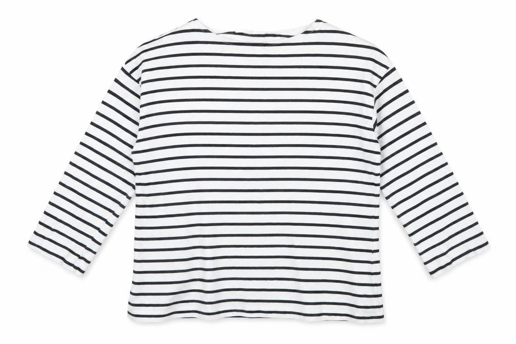 Thought Womens White Black Striped Cotton Long Sleeve T-Shirt Size 12