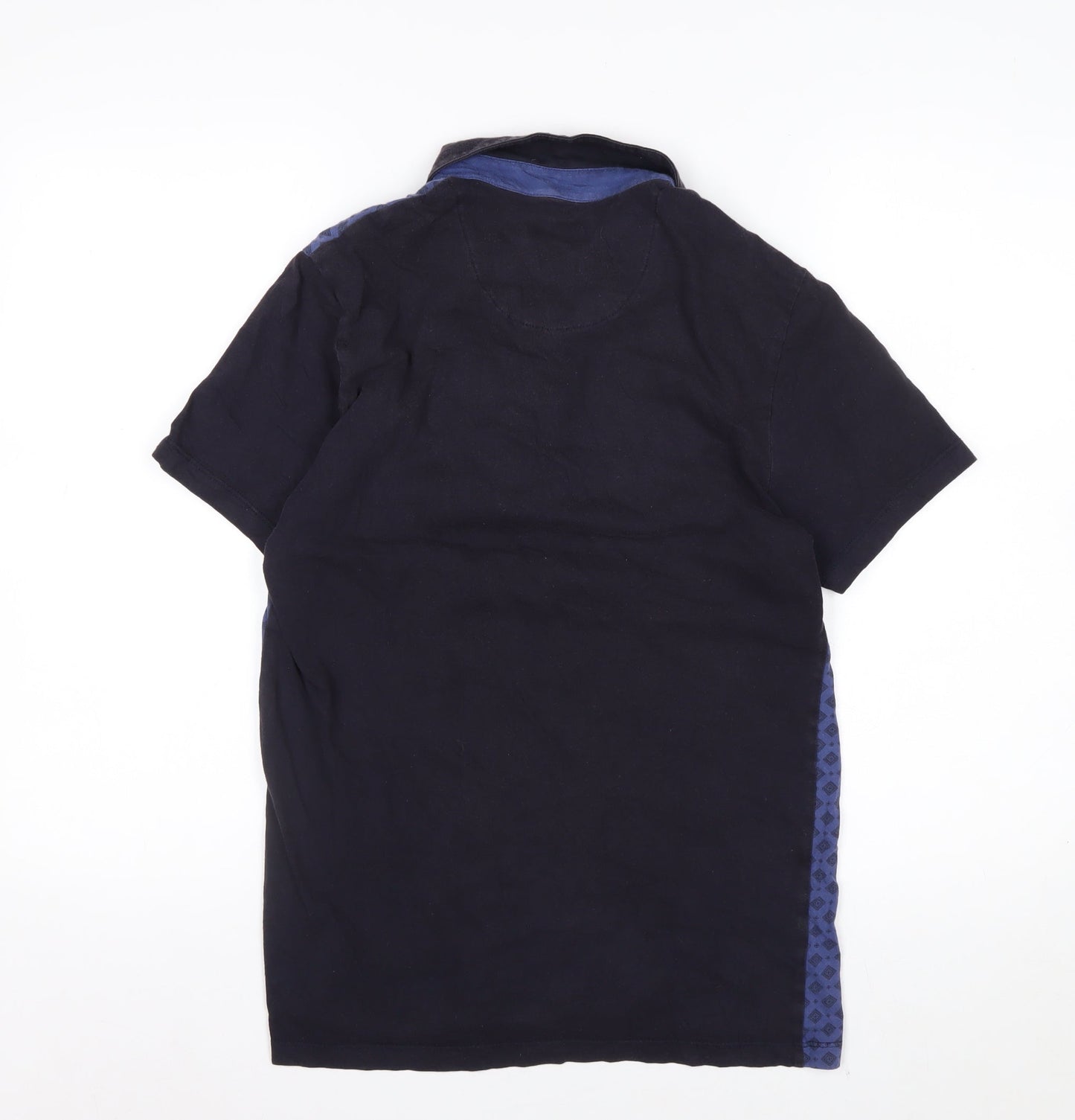 Jeff Banks Men's Blue Diamond Print Cotton Polo Shirt Size S