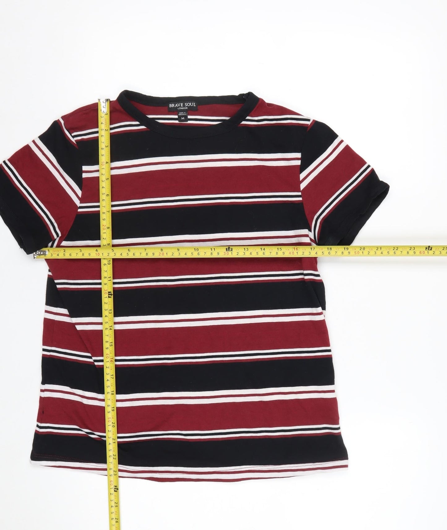 Brave Soul Men’s Multicoloured Striped Crew Neck T-Shirt M