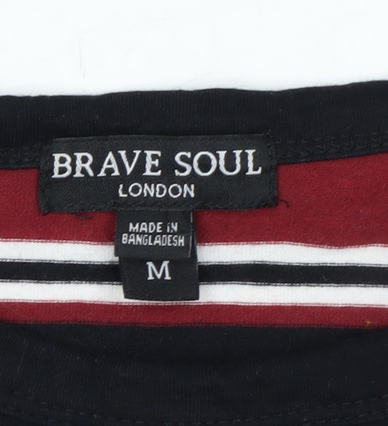 Brave Soul Men’s Multicoloured Striped Crew Neck T-Shirt M