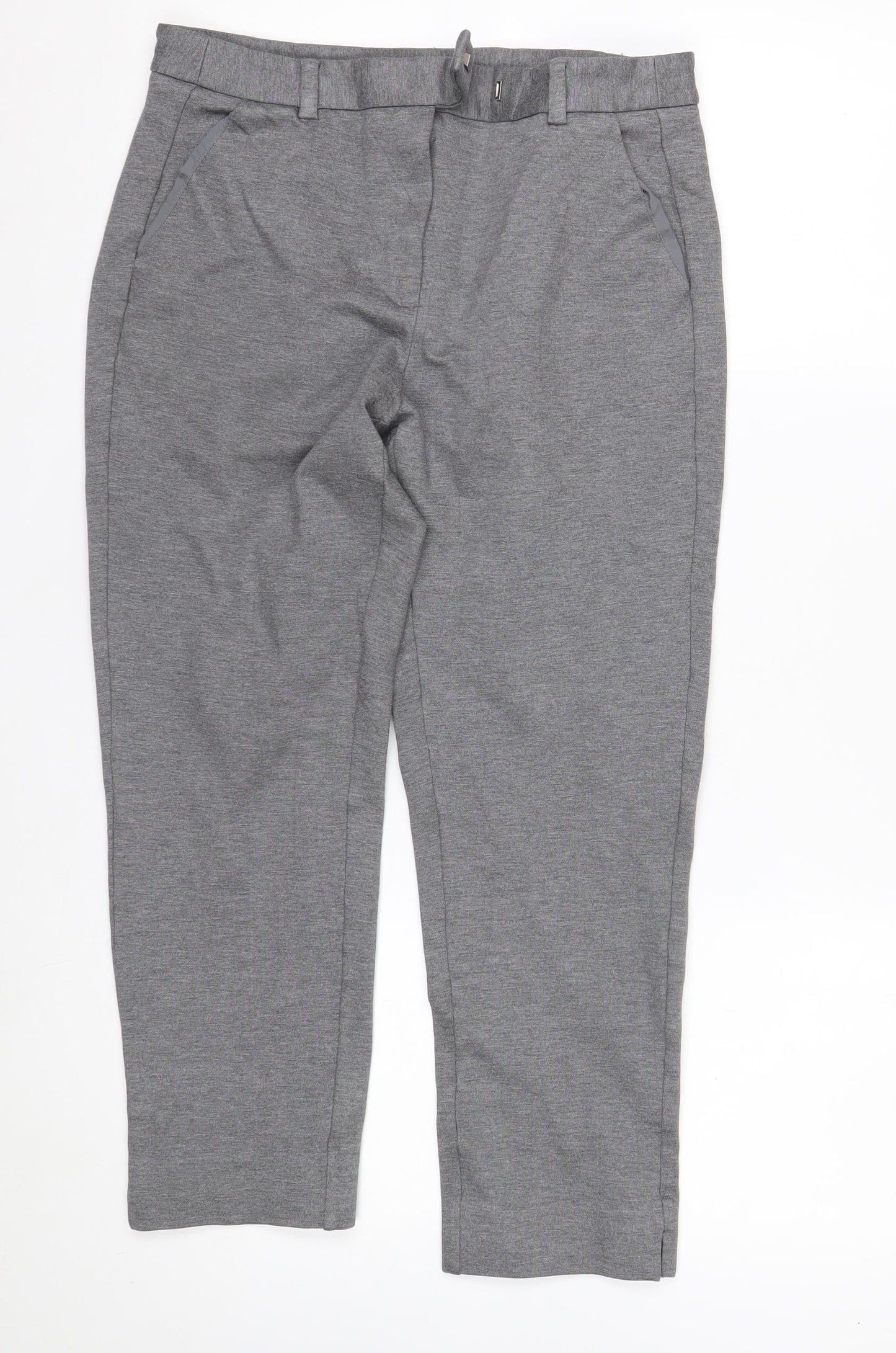 Marks and Spencer Women's Grey Marl Trousers Size 12 Short Stretch