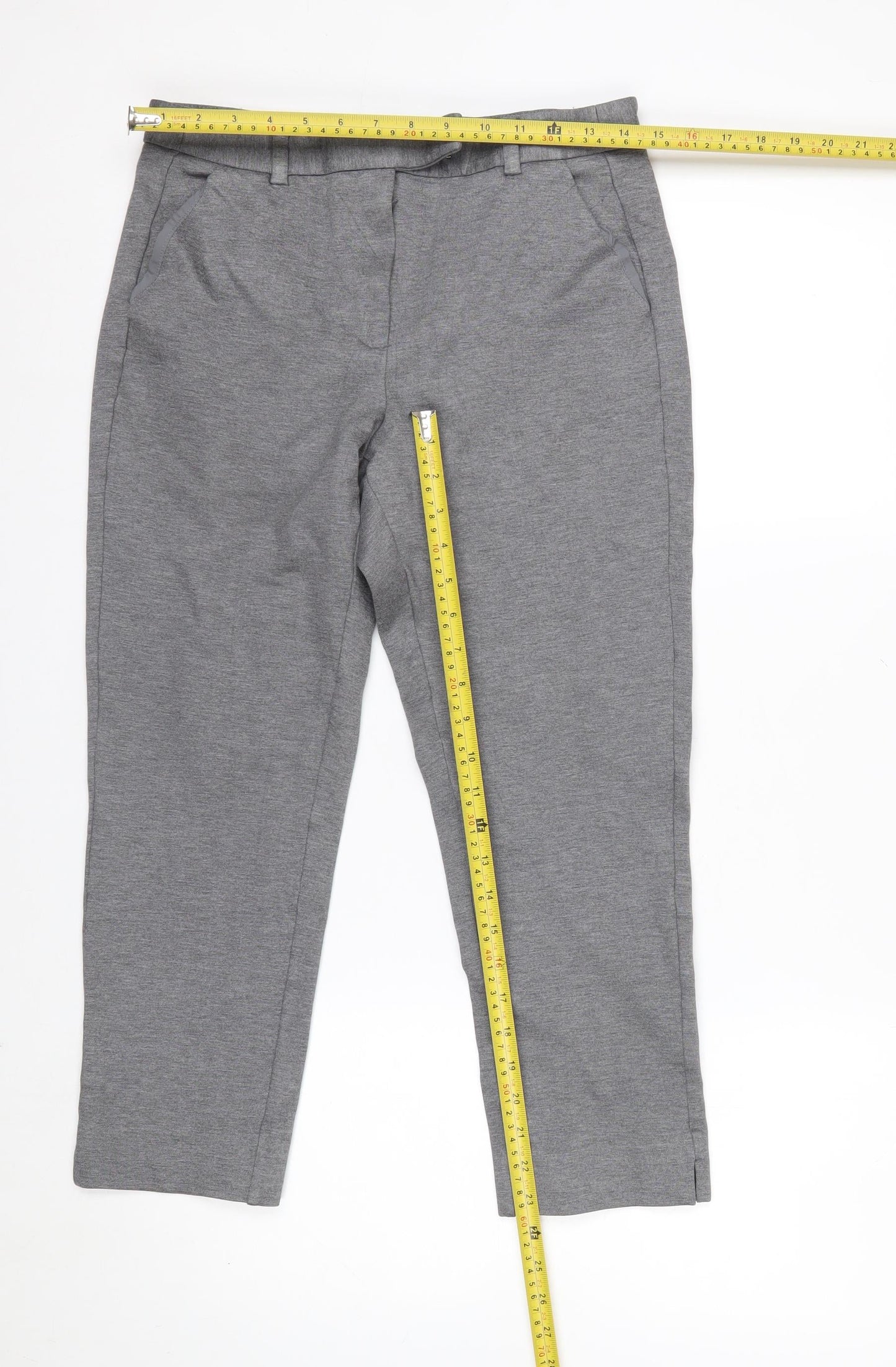 Marks and Spencer Women's Grey Marl Trousers Size 12 Short Stretch