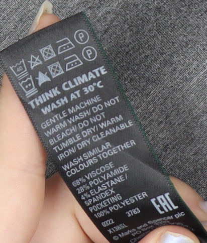 Marks and Spencer Women's Grey Marl Trousers Size 12 Short Stretch