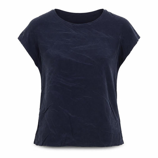 Reiss Womens Blue Silk Mix Short Sleeve Basic Blouse Size S