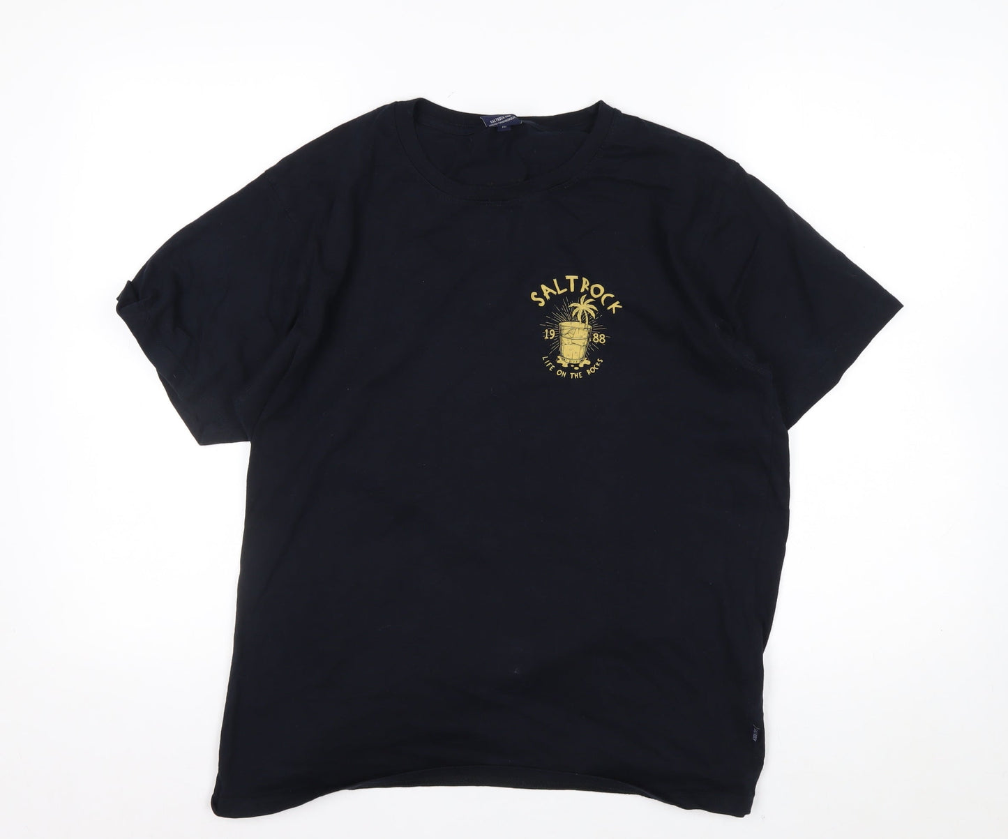 Saltrock Men’s Black Cotton Graphic T-Shirt Medium